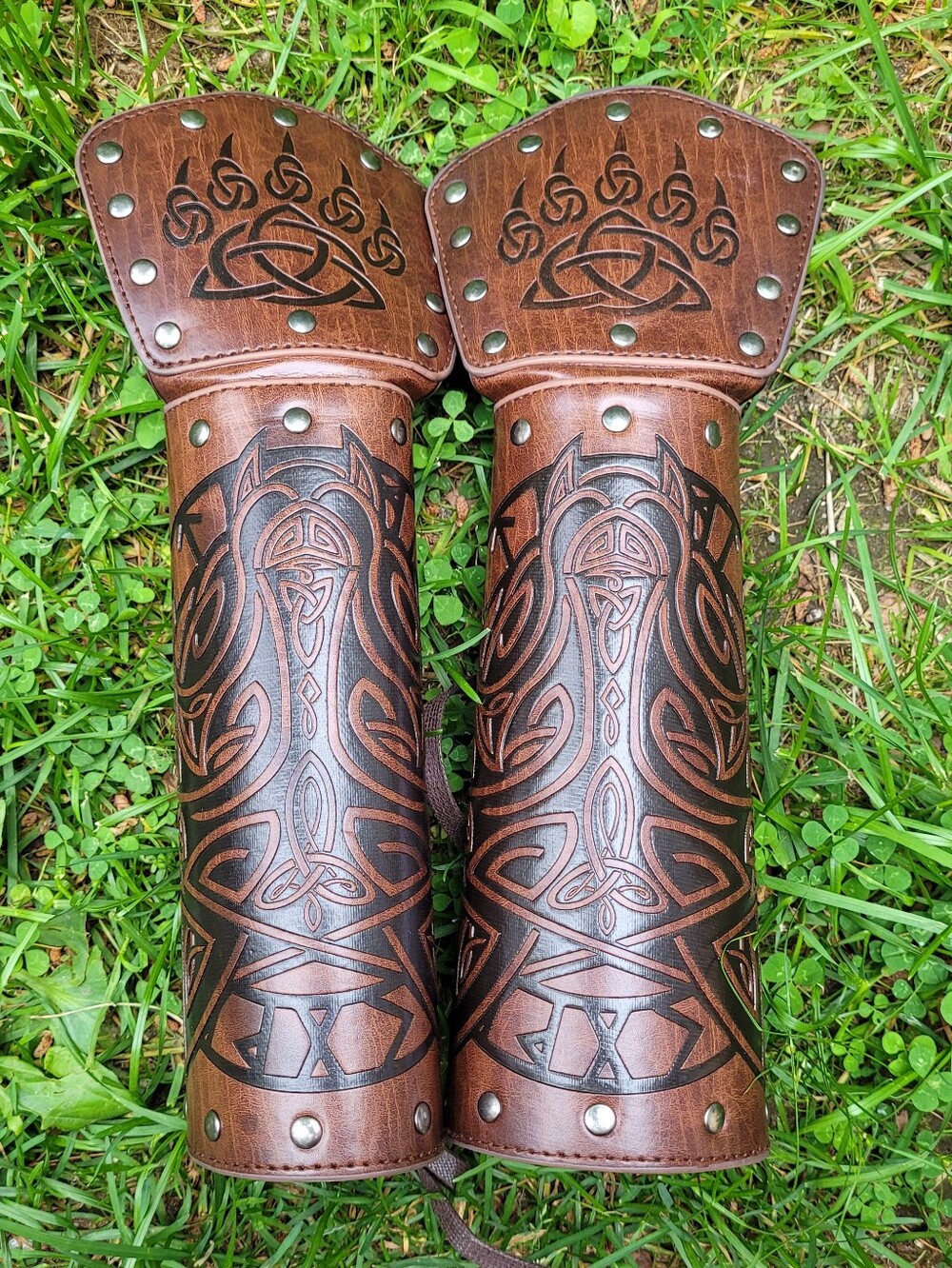 Viking Faux Leather Arm Armor Knights Bracer Costume Cosplay Festival
